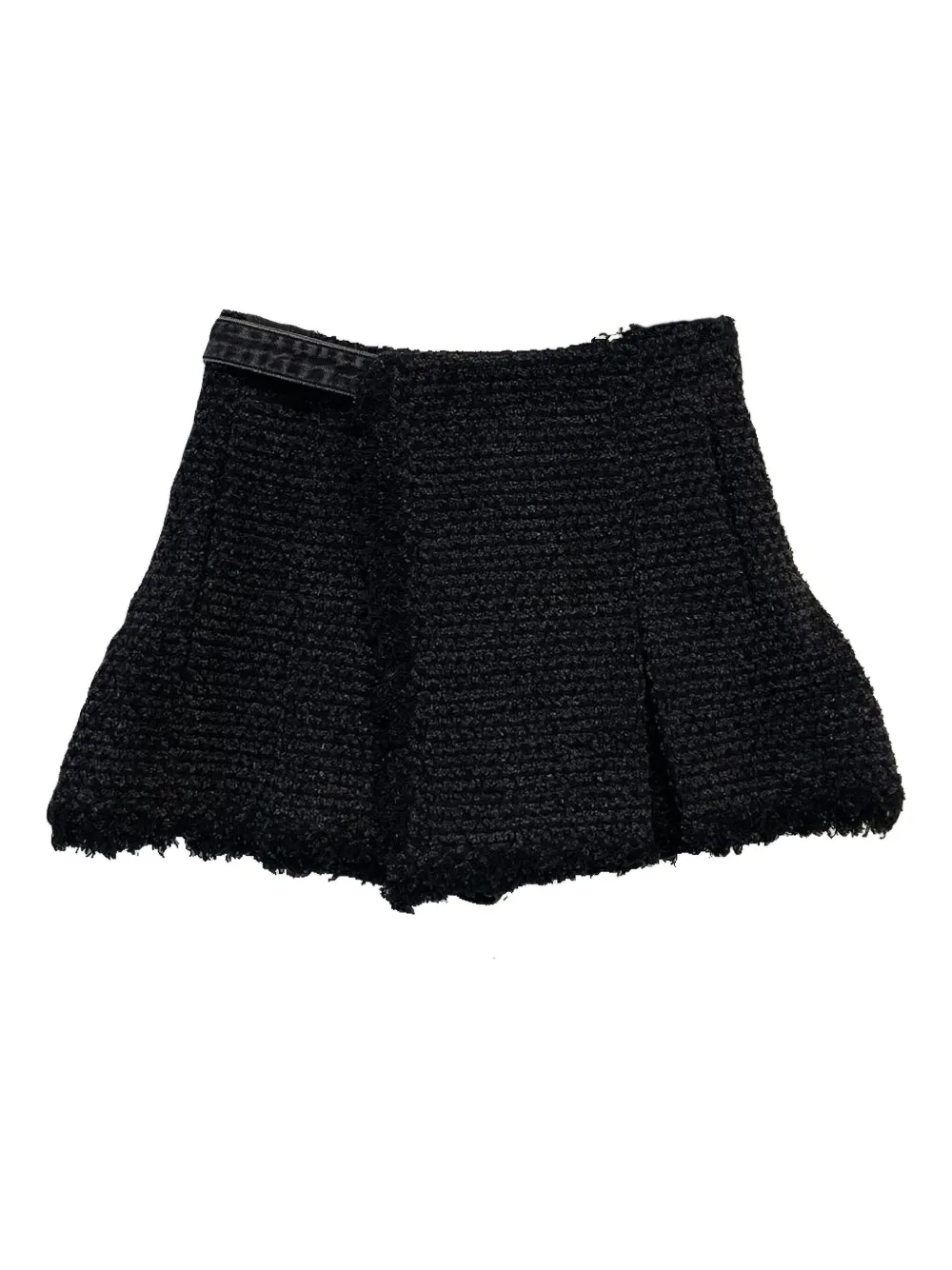 Sacai Tweed shorts met franje Zwart