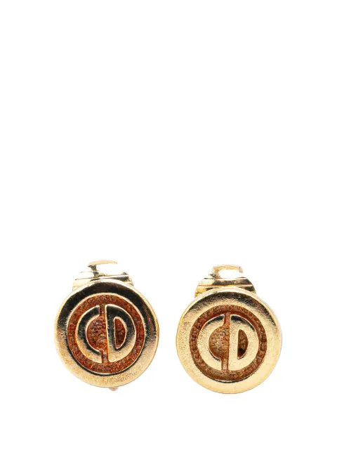 Christian Dior Pre-Owned aretes 20th Century Gold Plated Round CD Clip On Earrings