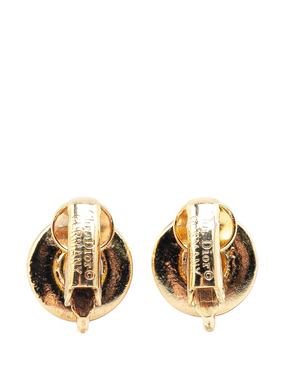 Christian Dior Pre-Owned 20th Century Gold Plated Round CD Clip On Earrings costume earrings