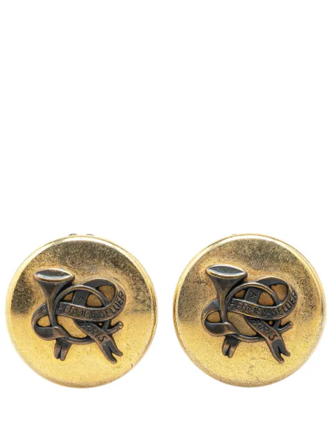 Hermès Pre-Owned 20th Century Gold Plated Horn Sellier Clip On Earrings costume earrings