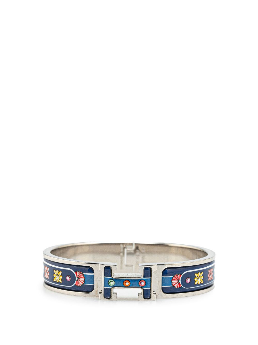 Hermès Pre-Owned 2000-2020 Enamel Les Voitures Nouvelles Clic H Bracelet PM costume bracelet - Blue