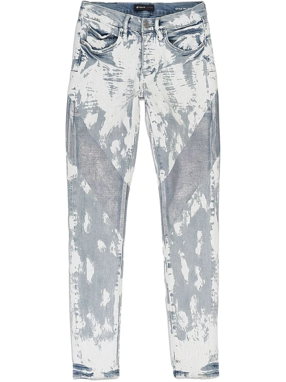 foil crackle paint-effect "Blue" jeans
