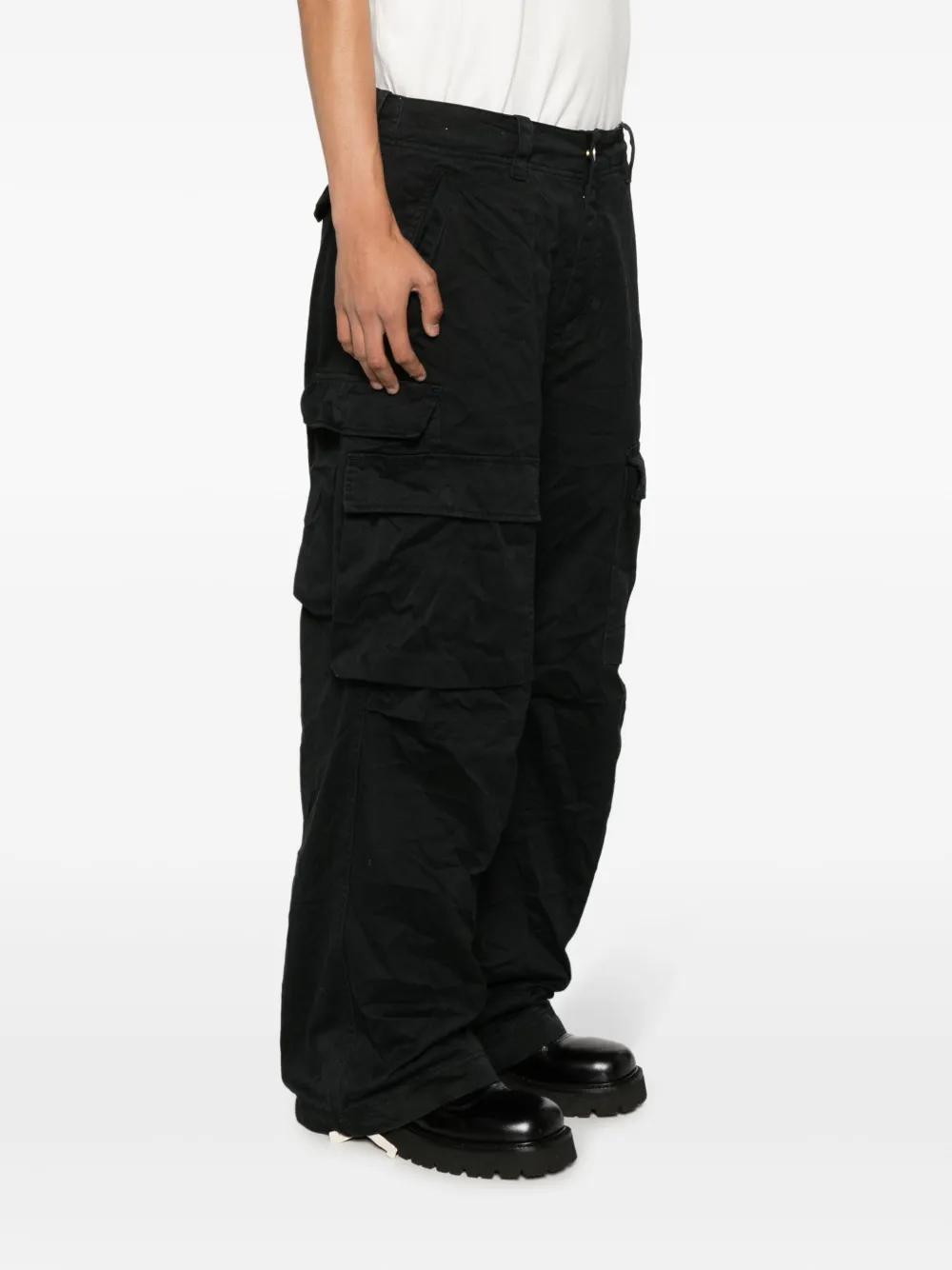 Purple Brand Mid waist twill cargo broek Zwart