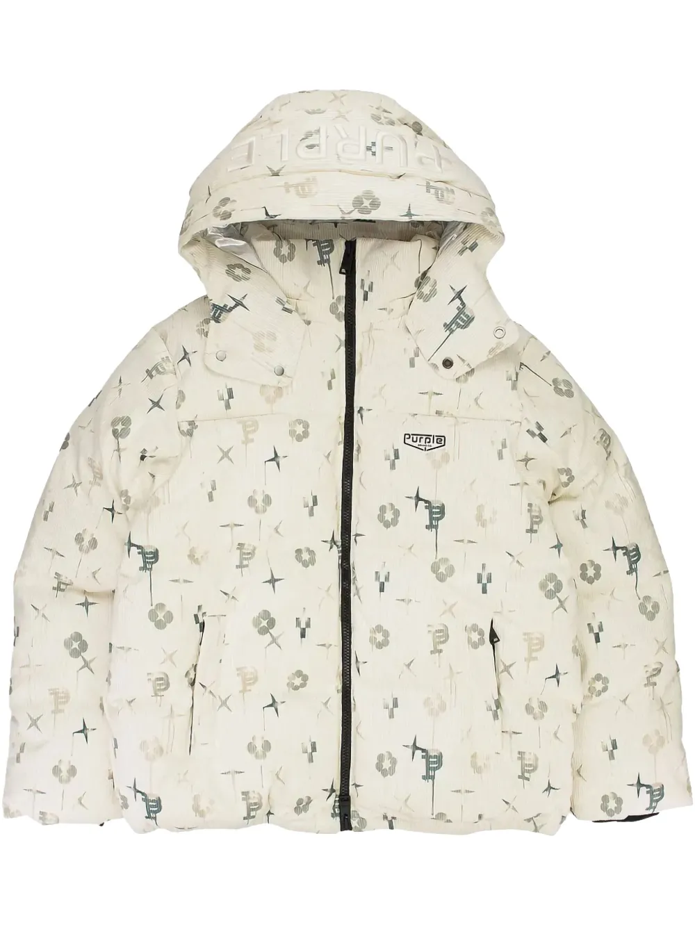 Purple Brand Printed Corduroy Padded Jacket In White