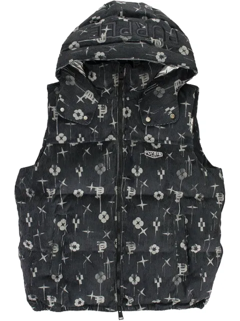 Purple Brand chaleco capitonado de pana "Black" 
