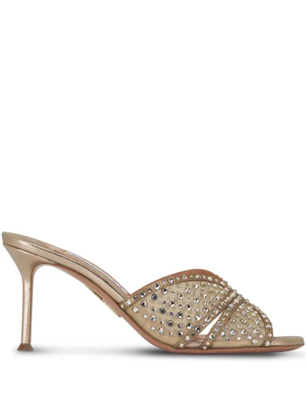Aquazzura 75mm Lover Mules in Neutrals