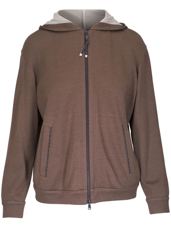 Brunello Cucinelli Hooded Cardigan in Brown