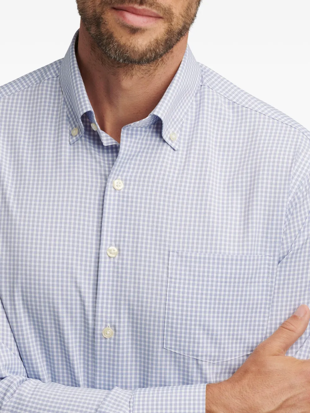 Peter Millar Geruit overhemd Blauw