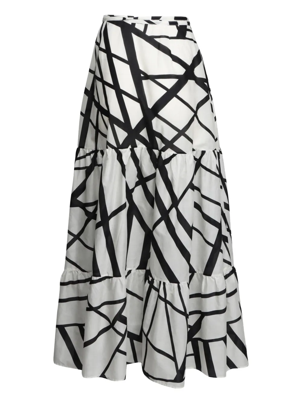 Kiton tiered abstract-print skirt - Wit