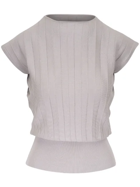 Agnona pleated ribbed-hem blouse 