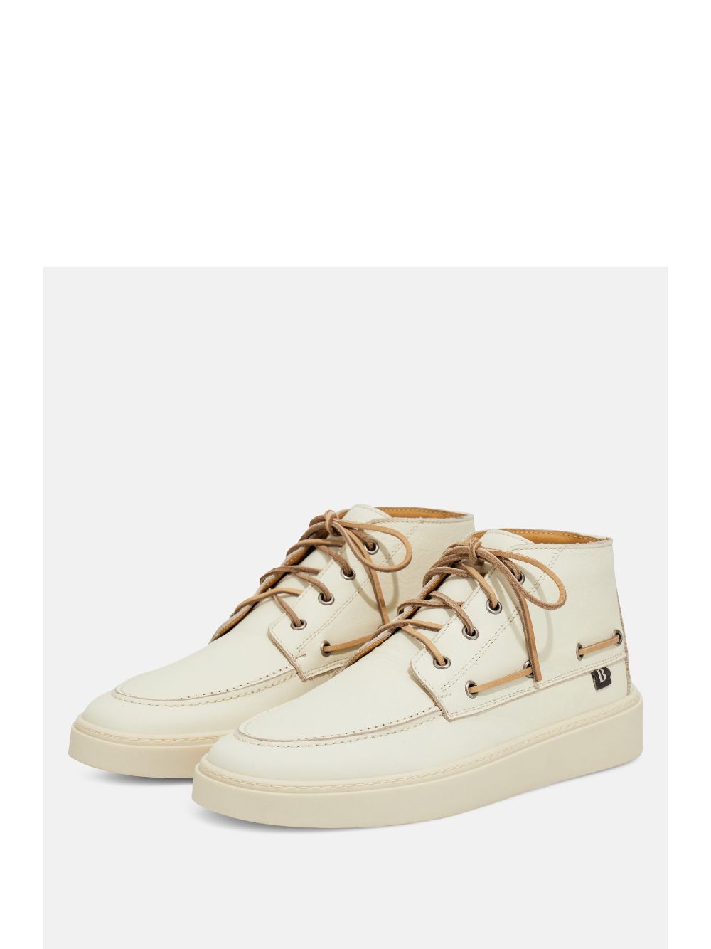 Boggi Milano Leather High-Top Boat Shoes - Beige