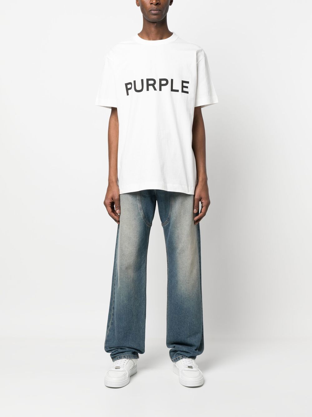 Purple Brand T-shirt met logoprint - WHITE