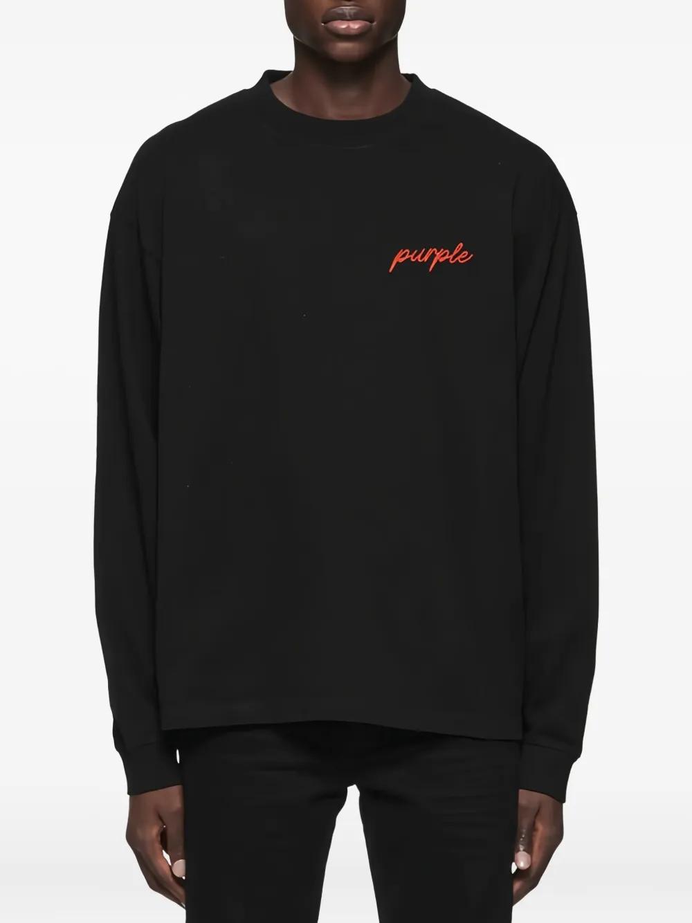 Purple Brand logo-embroidered long-sleeve T-shirt - Zwart