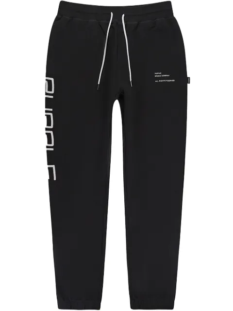 Purple Brand logo-print french-terry "Black" track pants