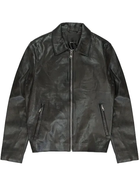 Purple Brand leather zip-front "Black" jacket