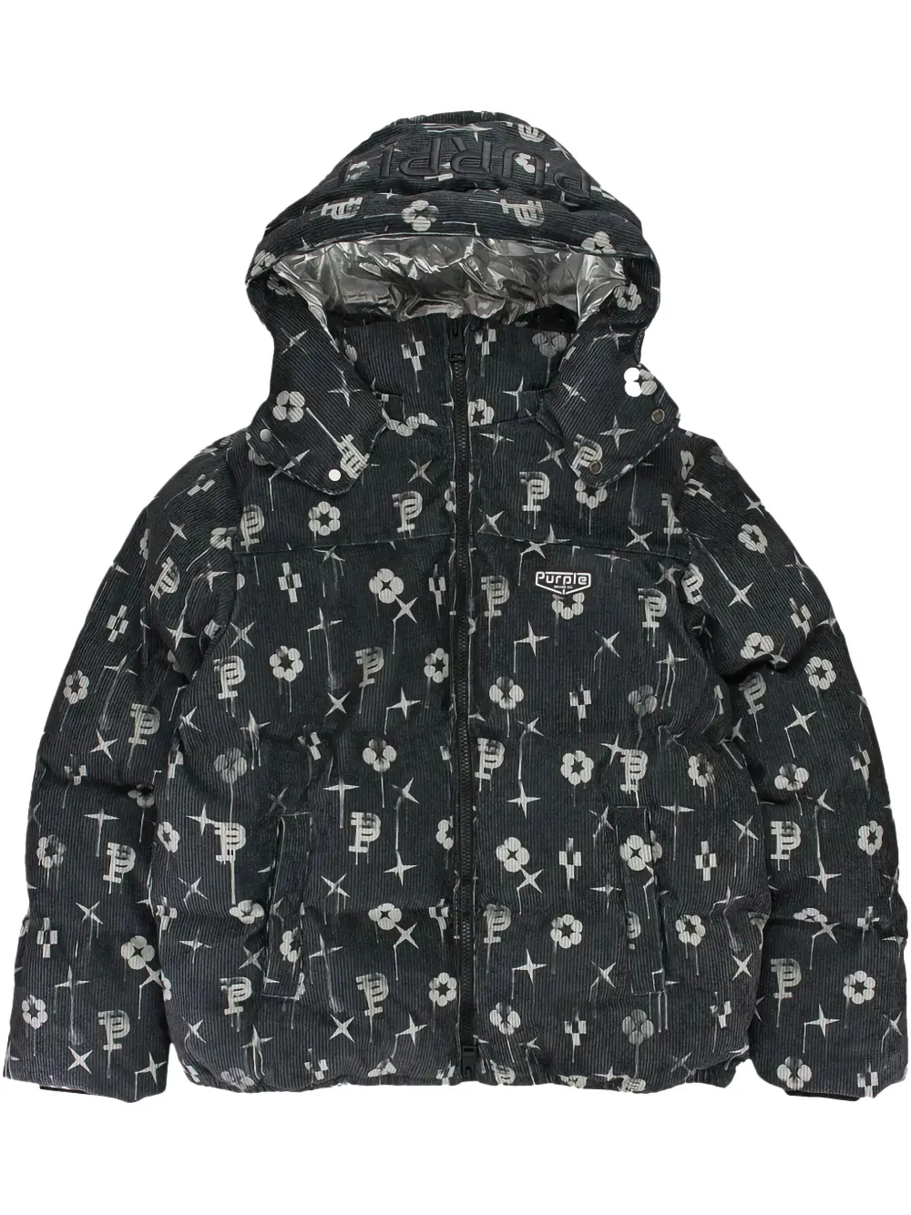 printed corduroy padded jacket