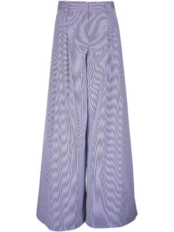 Twp Striped Pleated Palazzo Pants in Blue