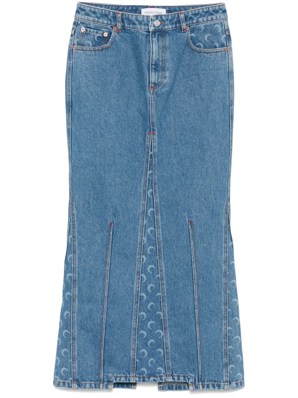 Marine Serre Moon Laser denim maxi-rok Blauw