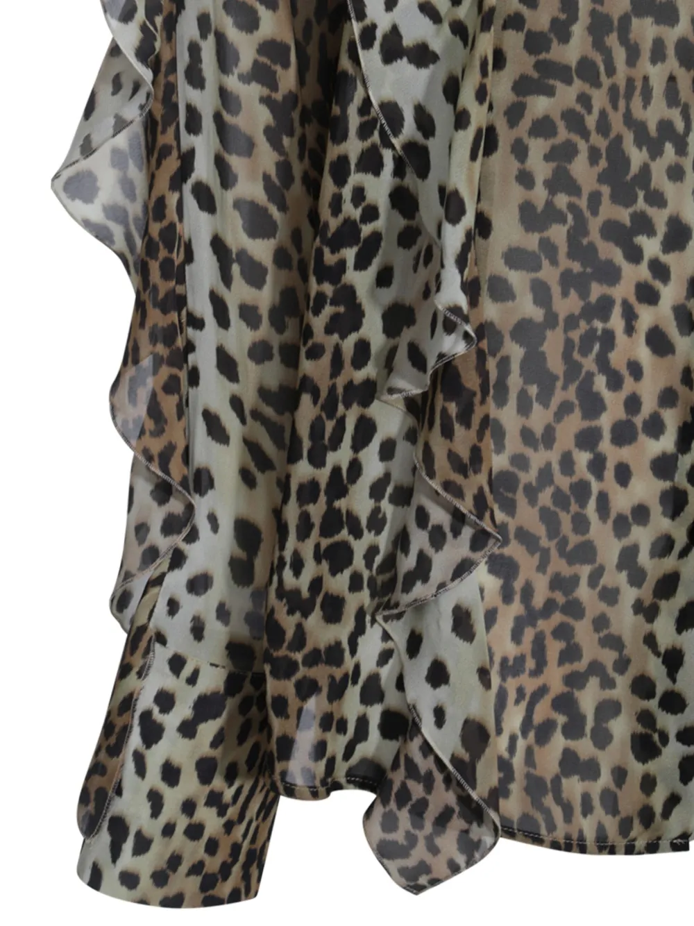 Blumarine Silk Chiffon Leopard Shirt In Animal Print