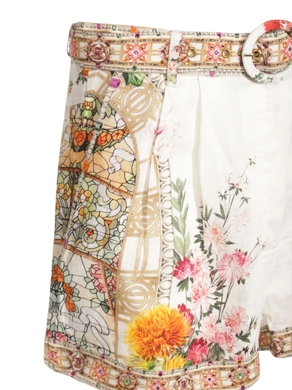Shop Camilla Floral-print Shorts In White