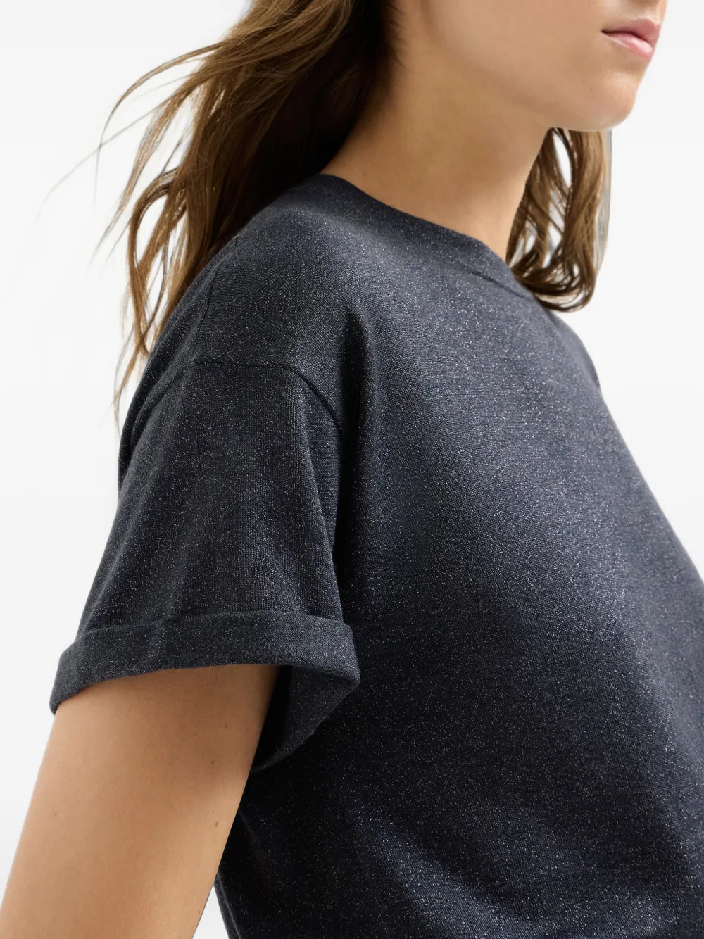 Brunello Cucinelli T-shirt met glitters Blauw