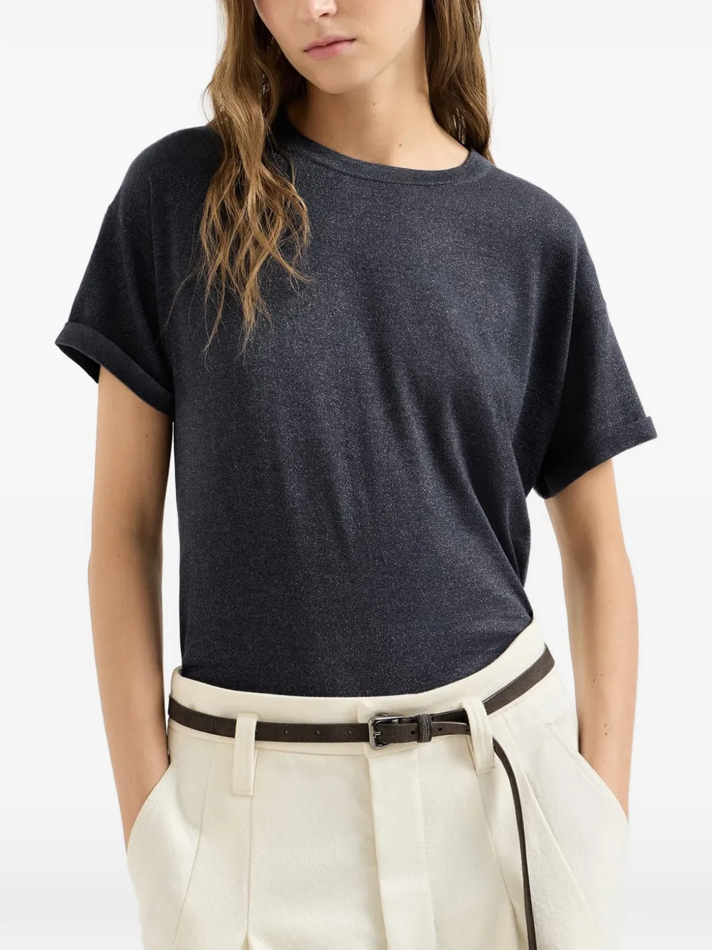 Brunello Cucinelli T-shirt met glitters Blauw