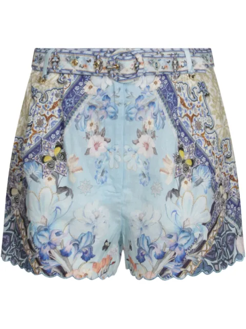 Camilla printed belted shorts