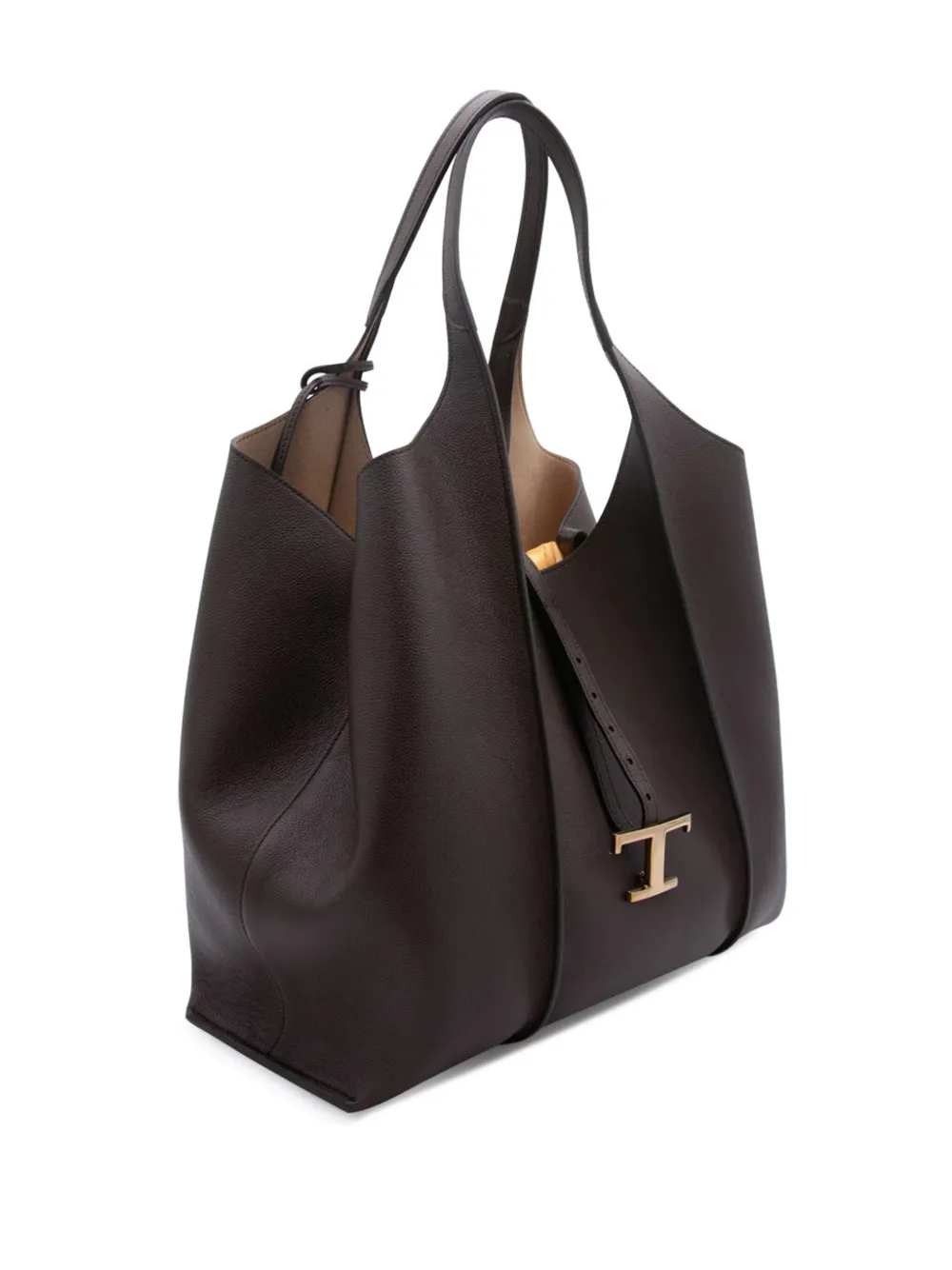 Tod's T Timeless Leather Tote Bag In Brown