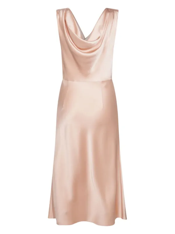 blush satin midi dress Pink Ellena Blush Satin Slip Midi Dress | Womens | Small (Available in M, L, XL) | Polyester/Spandex