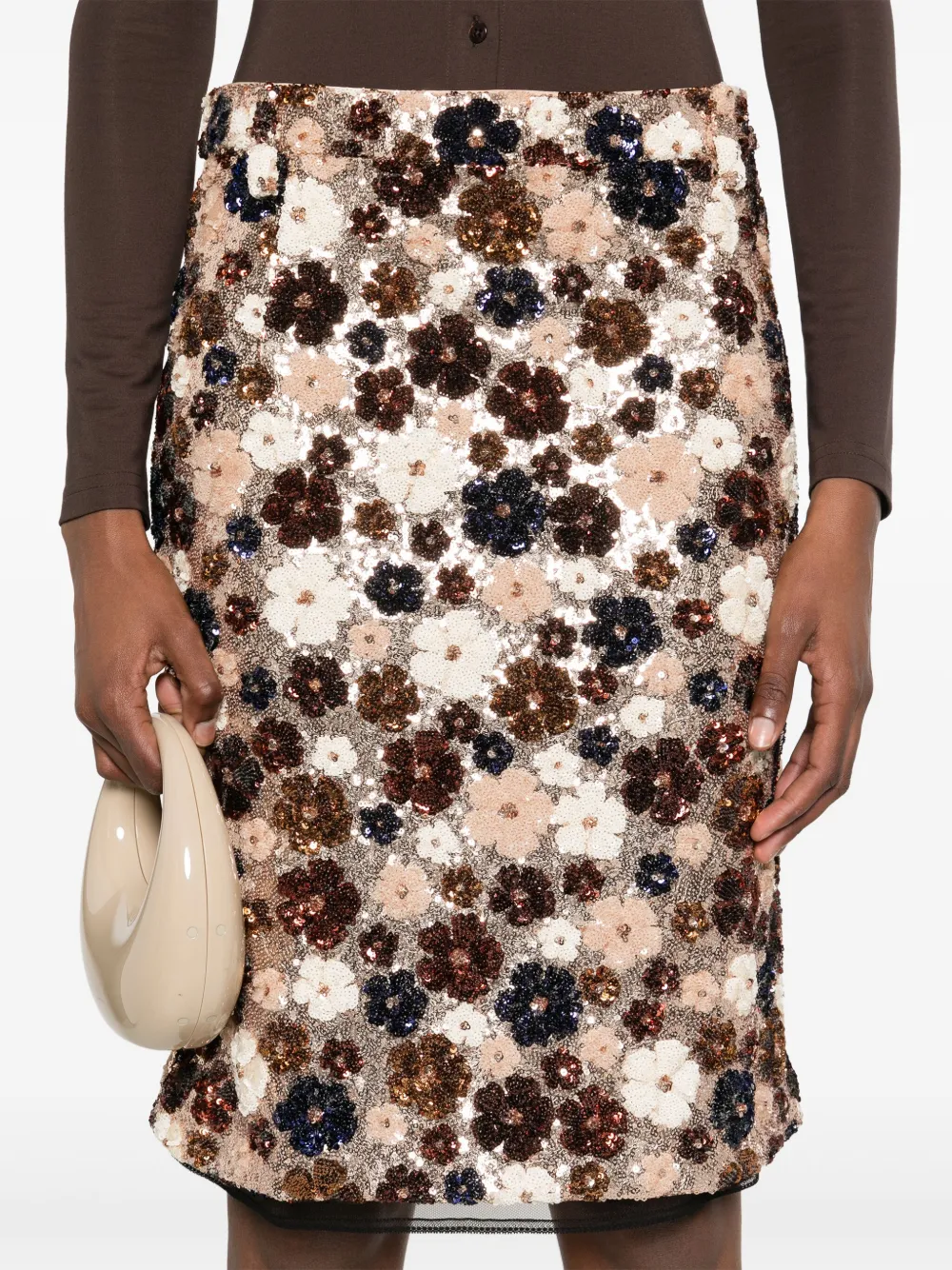 N°21 Sequin-embellished Skirt In Brown