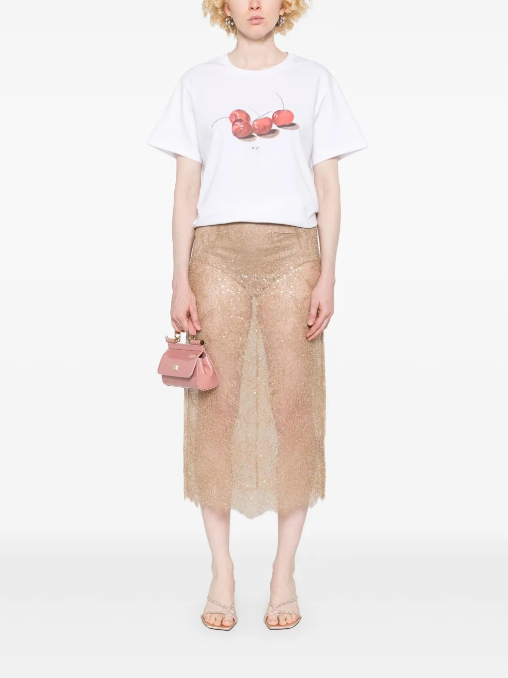 Shop N°21 Cherry-print T-shirt In White