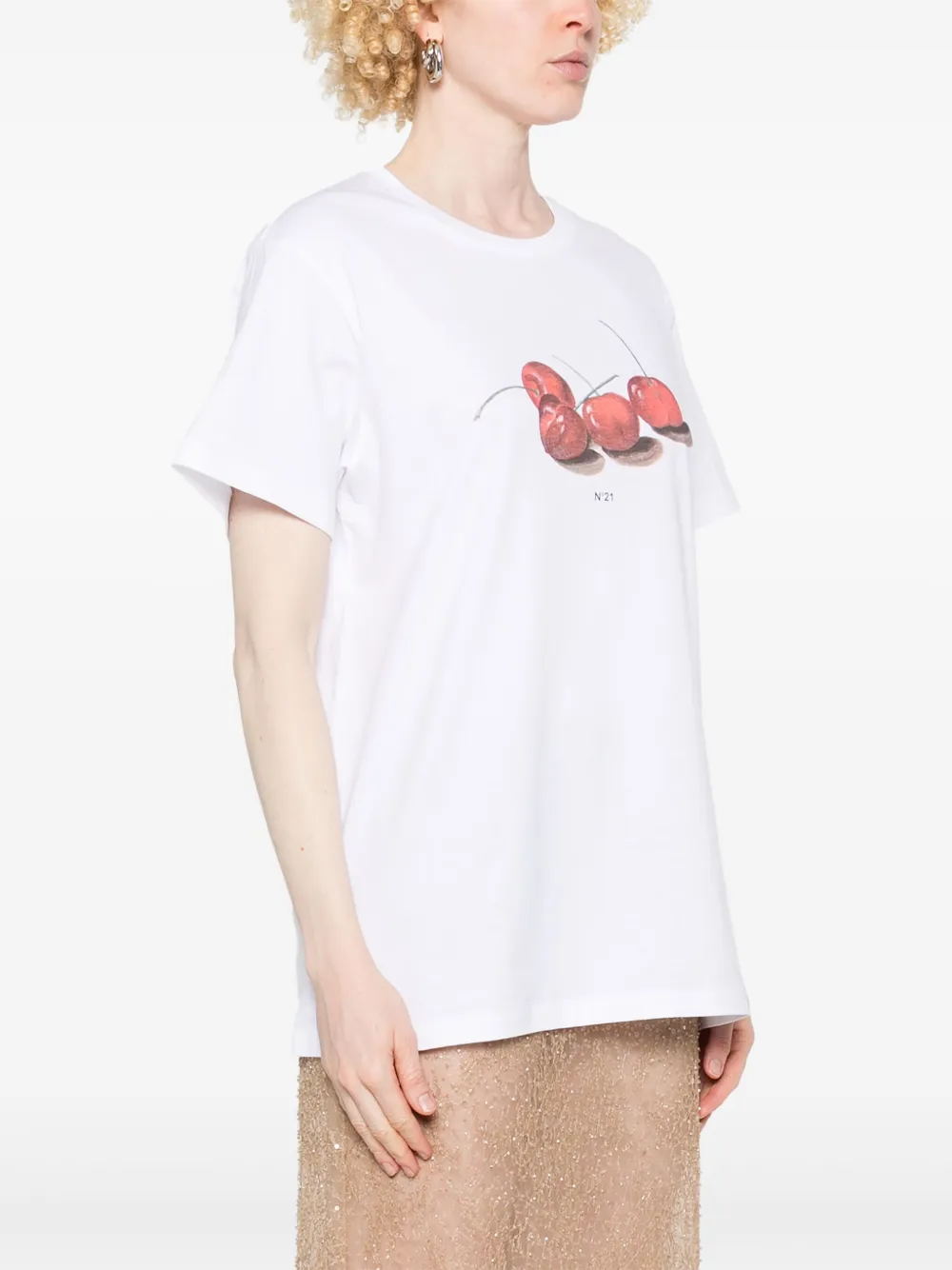 Shop N°21 Cherry-print T-shirt In White