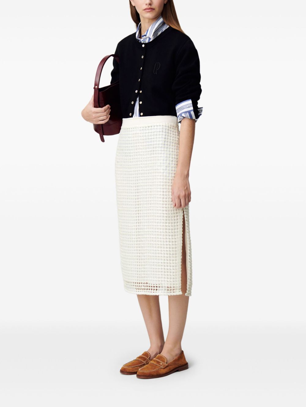 Claudie Pierlot crochet-knit midi skirt - White