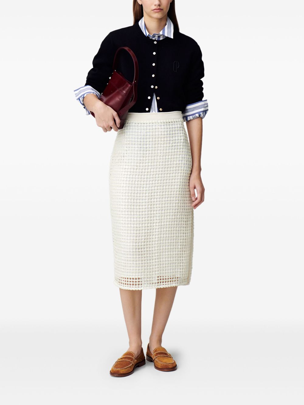 Claudie Pierlot crochet-knit midi skirt - White