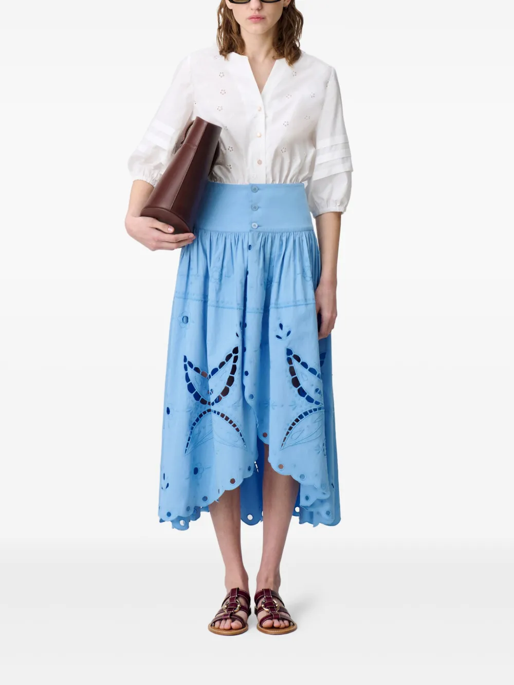 Claudie Pierlot Katoenen rok met uitgesneden details - Blauw