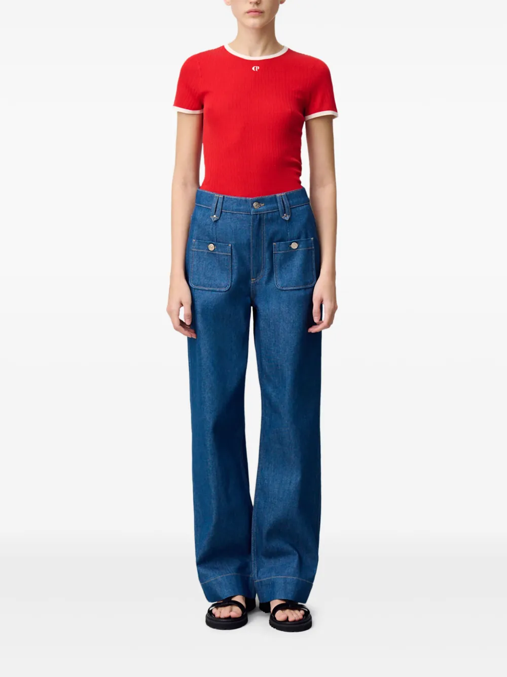 Claudie Pierlot CP fijngebreid T-shirt - Rood