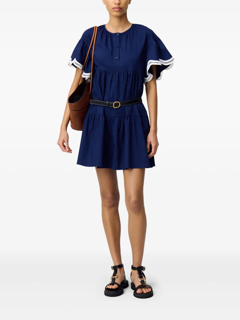 Claudie Pierlot Mini-jurk met contrasterende afwerking - Blauw