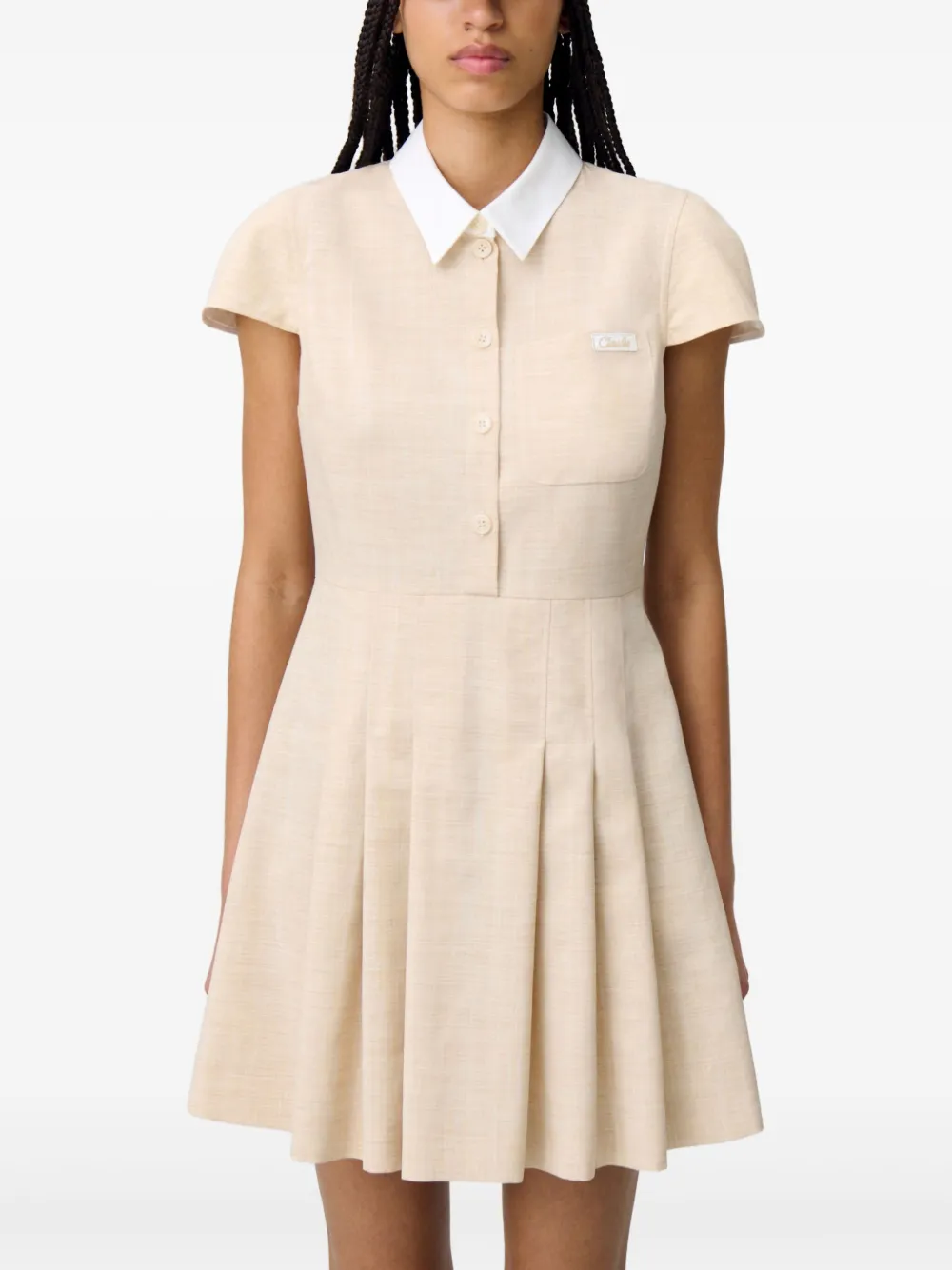 Claudie Pierlot Blousejurk met geborduurd logo Beige