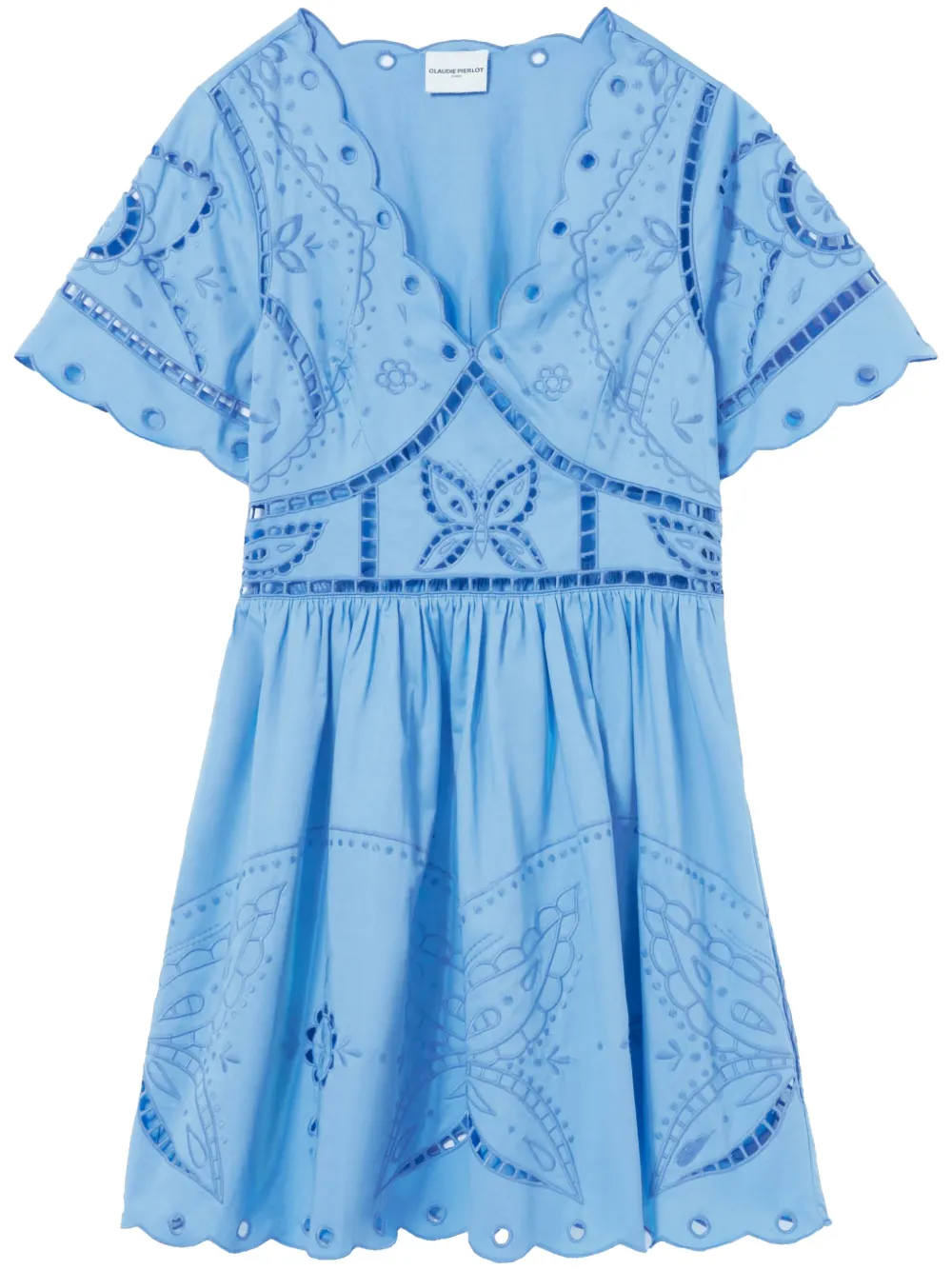 Claudie Pierlot vestido con cuello en V | azul | Image 1