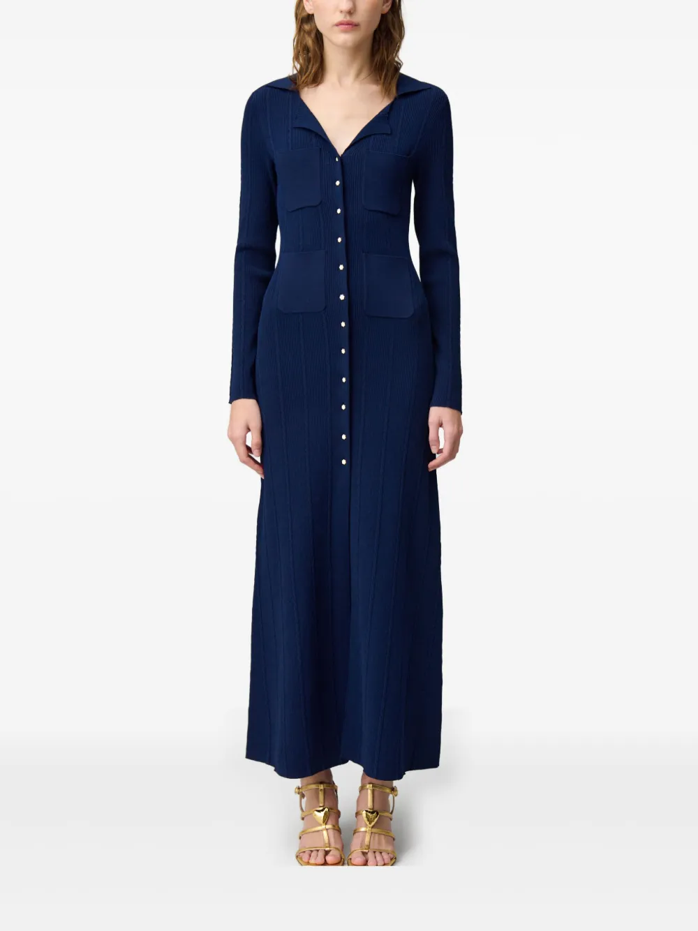 Claudie Pierlot Geribbelde maxi-jurk - Blauw