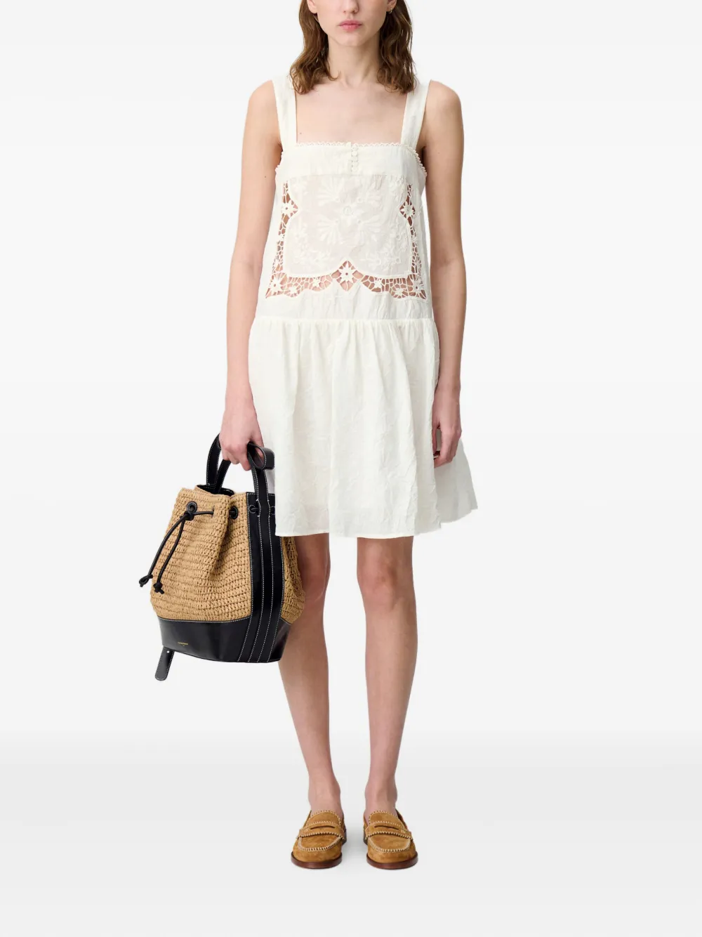 Claudie Pierlot Mini-jurk met borduurwerk - Beige