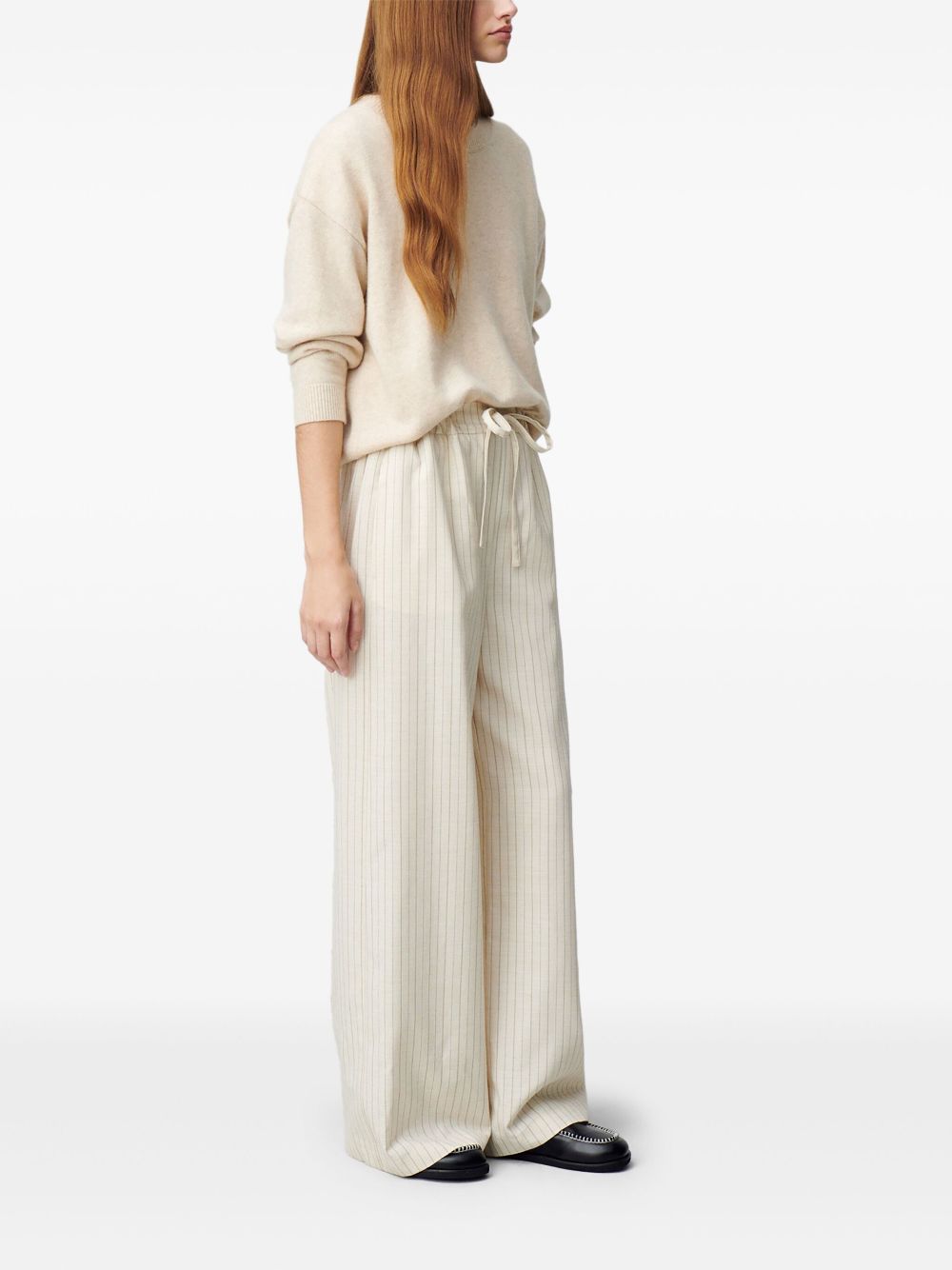 Claudie Pierlot wide striped trousers - Beige