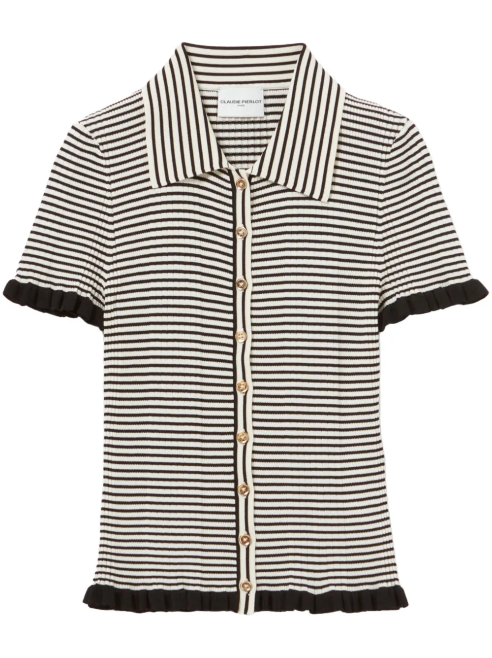 Claudie Pierlot playera tipo polo a rayas | negro | Image 1
