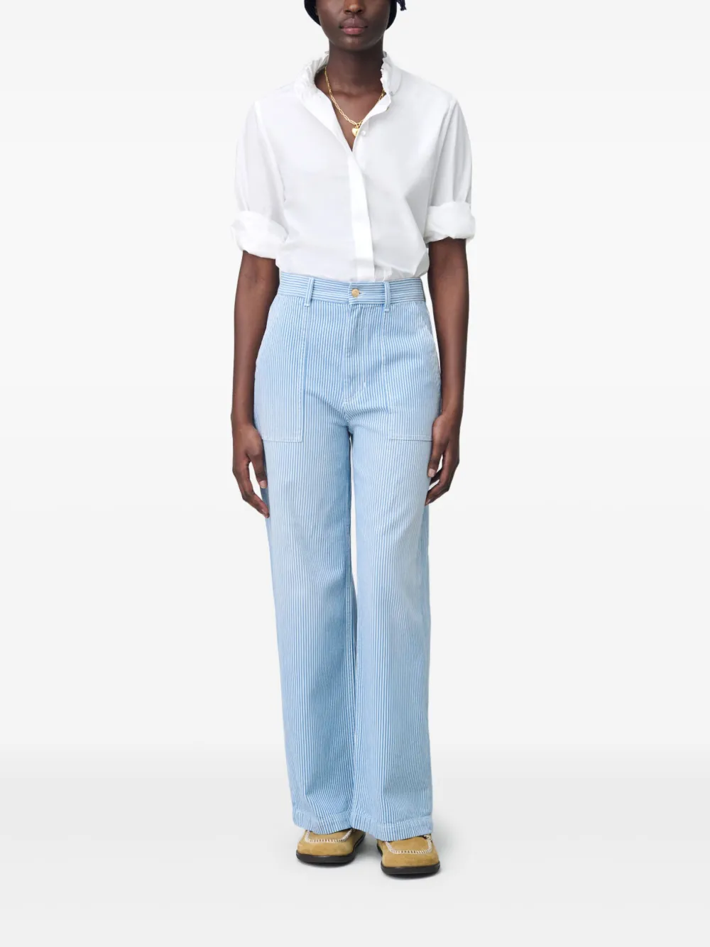 Claudie Pierlot striped straight-leg trousers - Blauw