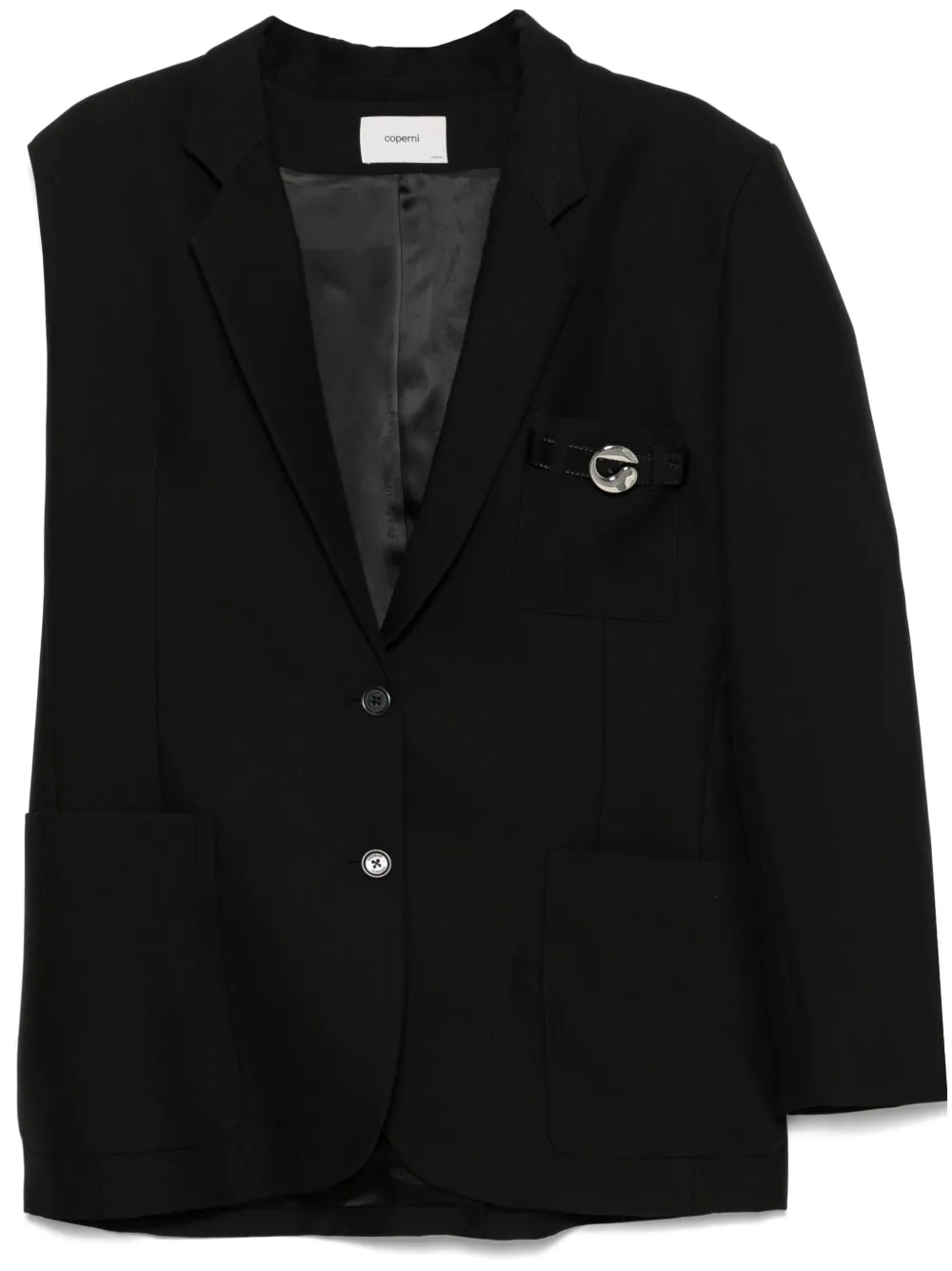 one-arm belted pocket blazer