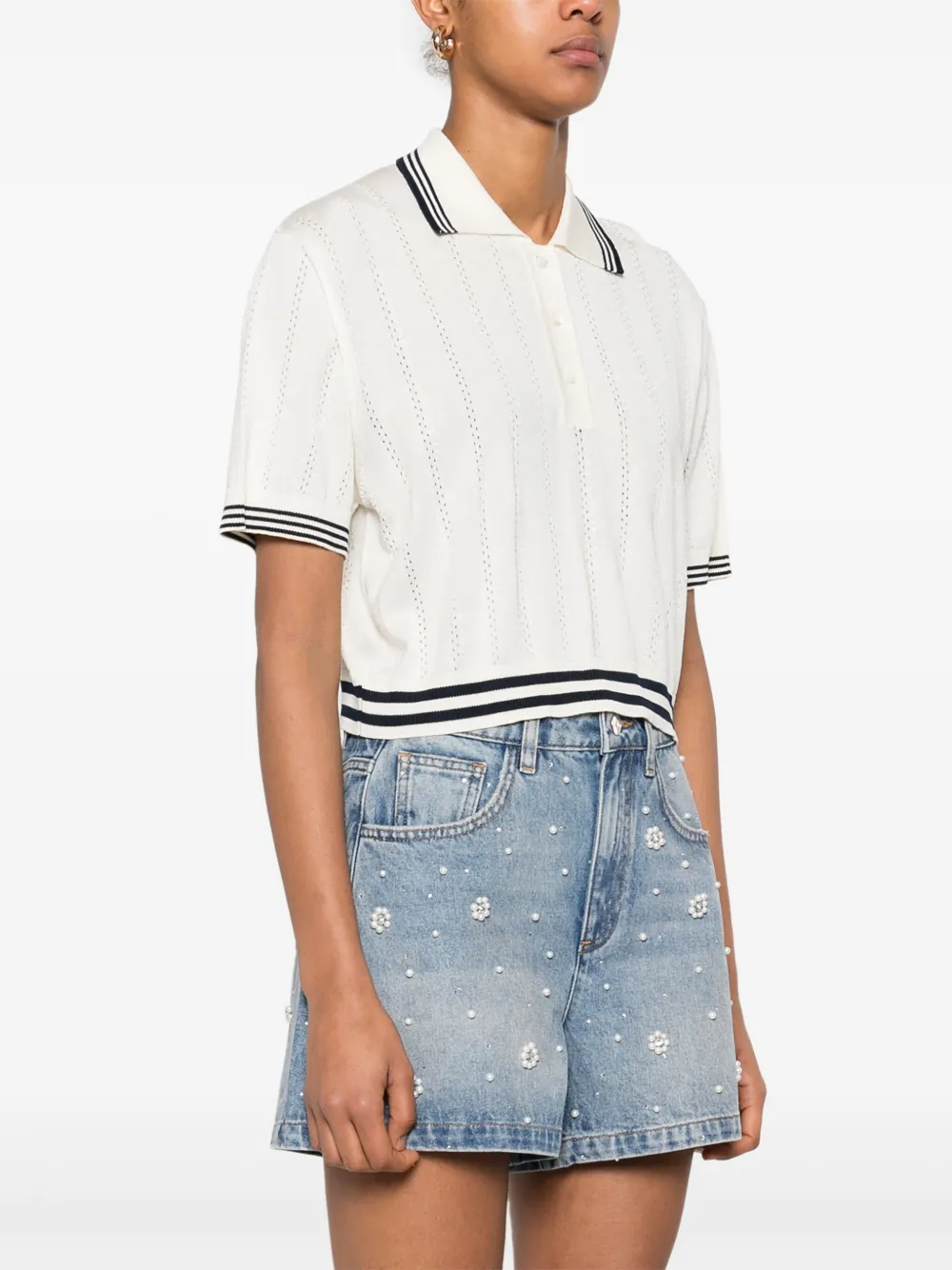 Golden Goose Polotop verfraaid met stras Beige