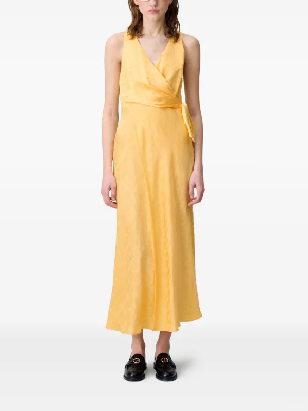 Claudie Pierlot Robe Longue à Design Portefeuille Jaune