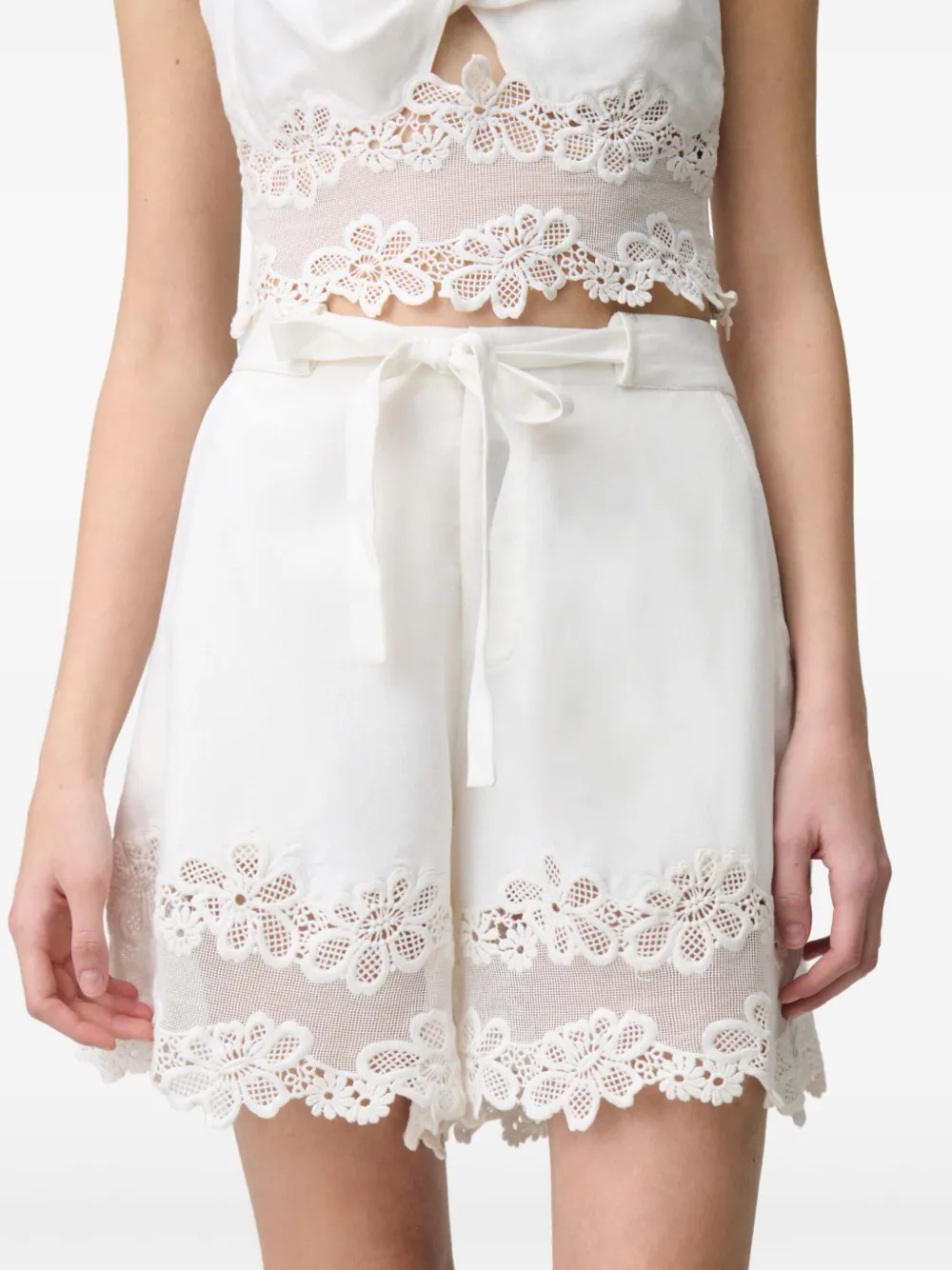 Shop Claudie Pierlot Lace-trim Shorts