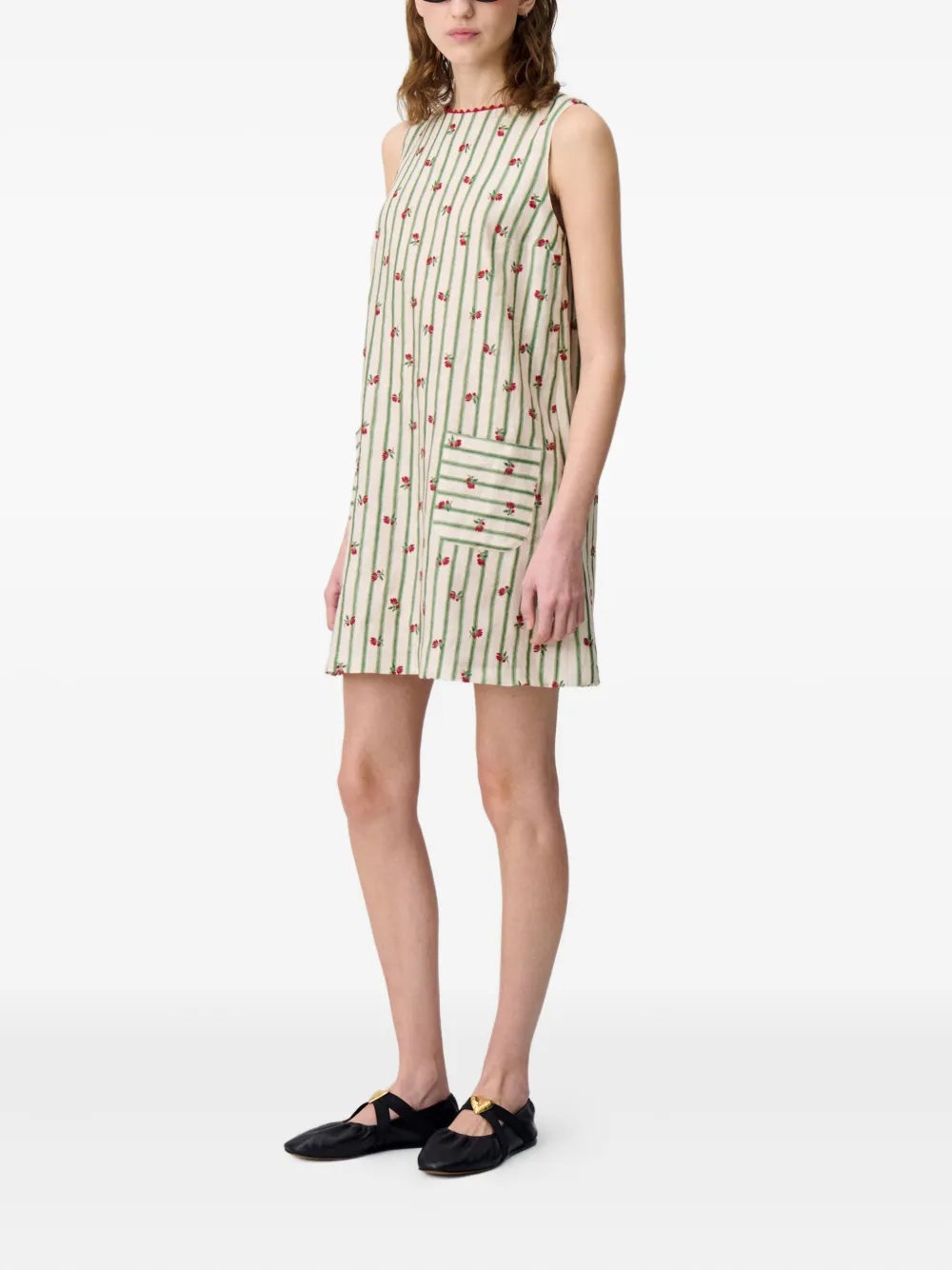 Claudie Pierlot floral-embroidered minidress - Beige