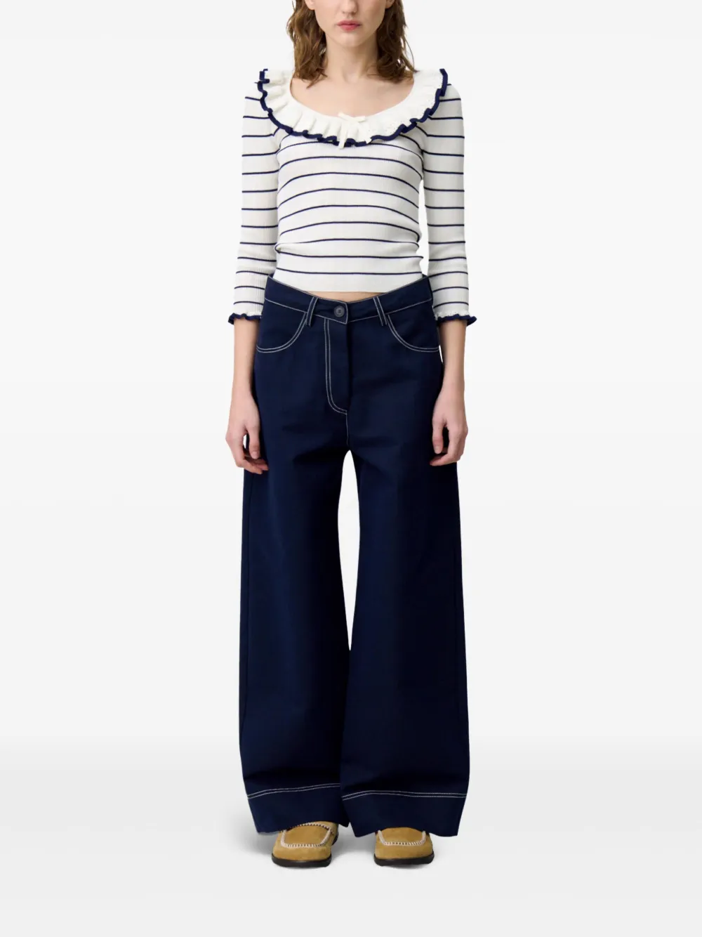 Claudie Pierlot Gestreepte top Wit